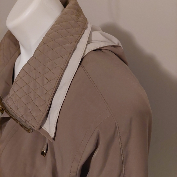 Weather Tamer Vintage Tan Quilted Neck Full Zip Coat Size M Hooded - Picture 12 of 12